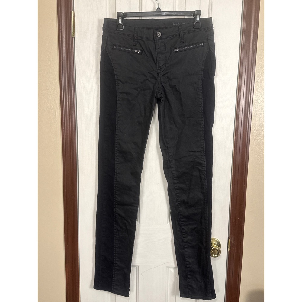 Calvin Klein Jeans Leggings Zipper‎ Accent Black Pants Size 29/8